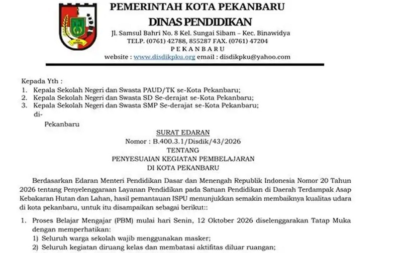 Hari Ini, Sekolah di Pekanbaru Kembali Tatap Muka, Tapi Terbatas...