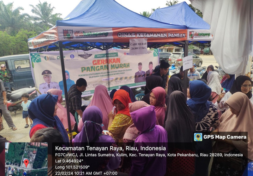 Dinas Pangan, Disperindag dan SPM Lakukan GPM Bersama di Kulim, 8 Ton Komoditas Pangan Habis Diserbu Warga