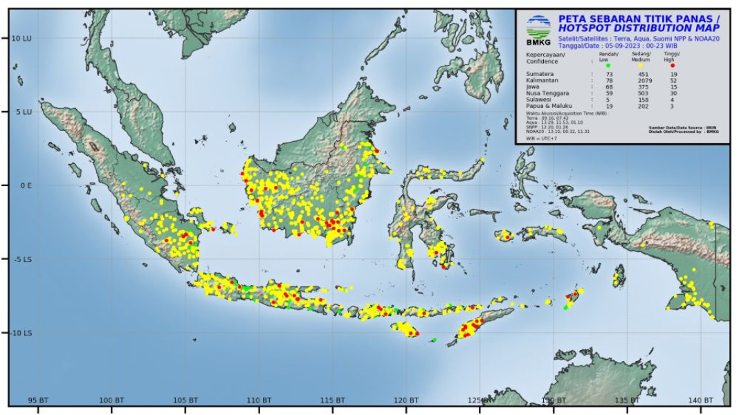 Titik Hotspot Hari Ini di Sumatera