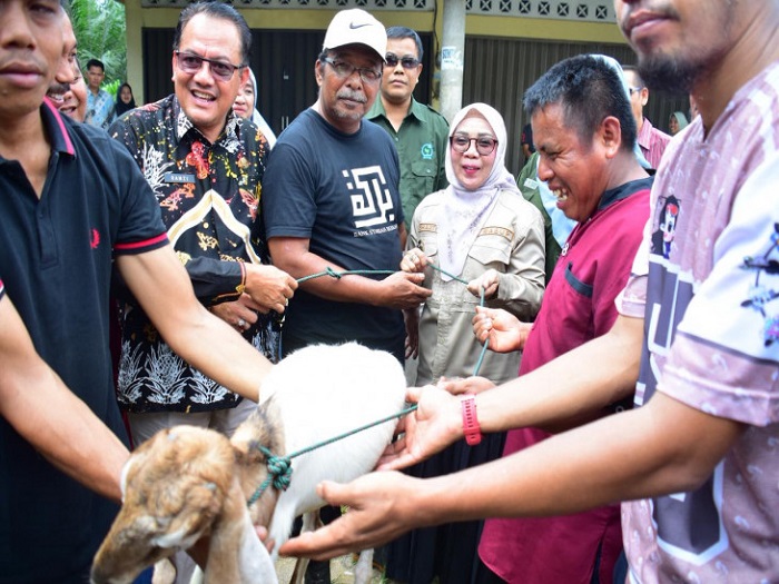 Pemkab Kampar Salurkan 105 Ekor Kambing kepada KUB  Teratak dan Pulau Payung