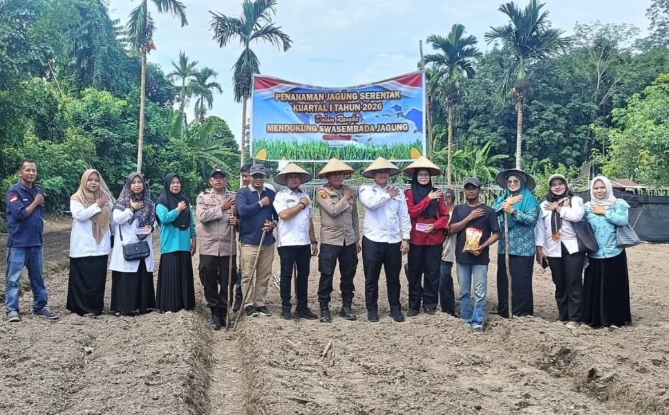 Polres Bengkalis Dukung Ketahanan Pangan Melalui Penanaman Jagung Pipil di Desa Kuala Alam