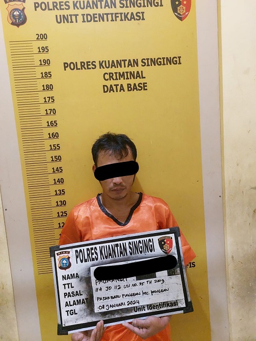 Tim Mata Elang Satresnarkoba Polres Kuansing Bekuk Tersangka Tindak Pidana Narkotika Jenis Sabu di Desa Sako Pangean