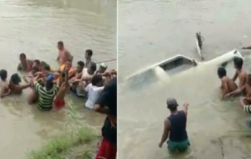 MENGERIKAN...Warga Tarik Mobil yang Nyemplung dari Dasar Sungai, Isinya 5 Mayat, 2 Masih Hilang, Ini Videonya 