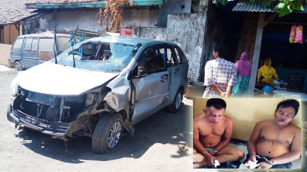 Apes Deh, Diduga Pelaku Gendam, Dua Pria Bonyok Dihajarnya Massa, Mobil Xenianya Juga Rusak