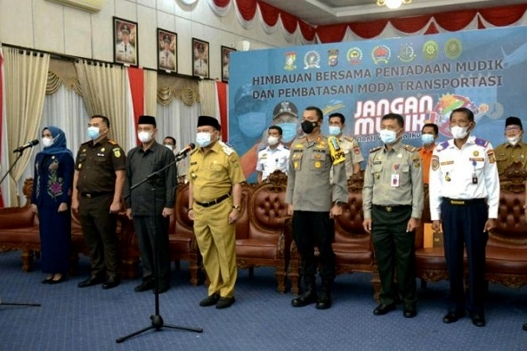 Bupati  dan Forkopimda Kampar  Deklarasi Larangan Mudik, Pembatasan Moda Transportasi 22 April Hingga 24 Mei