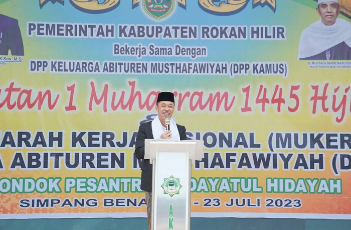 Bupati Rohil Hadiri Peringatan 1 Muharram serta Buka Mukernas DPP KAMUS di Pondok Pesantren Bidayatul Hidayah