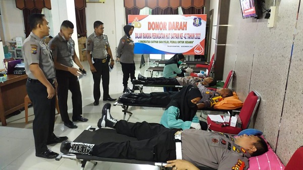 HUT Satpam Ke 42, Polres Kuansing Gelar Donor Darah