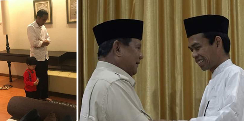 Heboh Pertemuan Prabowo dengan UAS, Jokowi Posting Shalat Magrib Bareng Jan Ethes