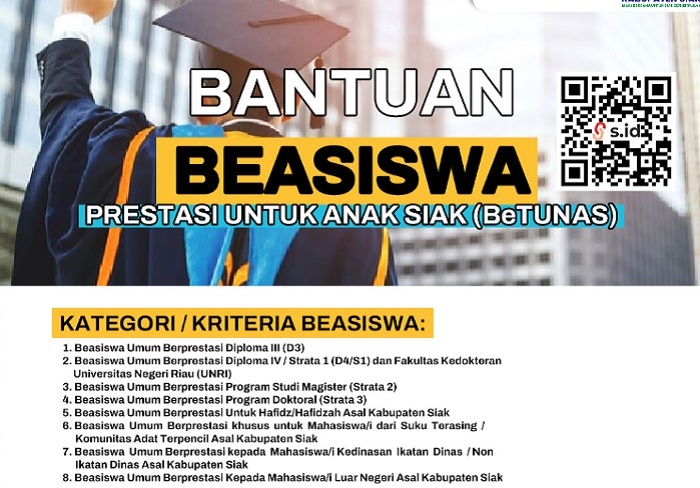 HOREE...Pemkab Siak Buka Pendaftaran Calon Penerima Beasiswa BeTUNAS